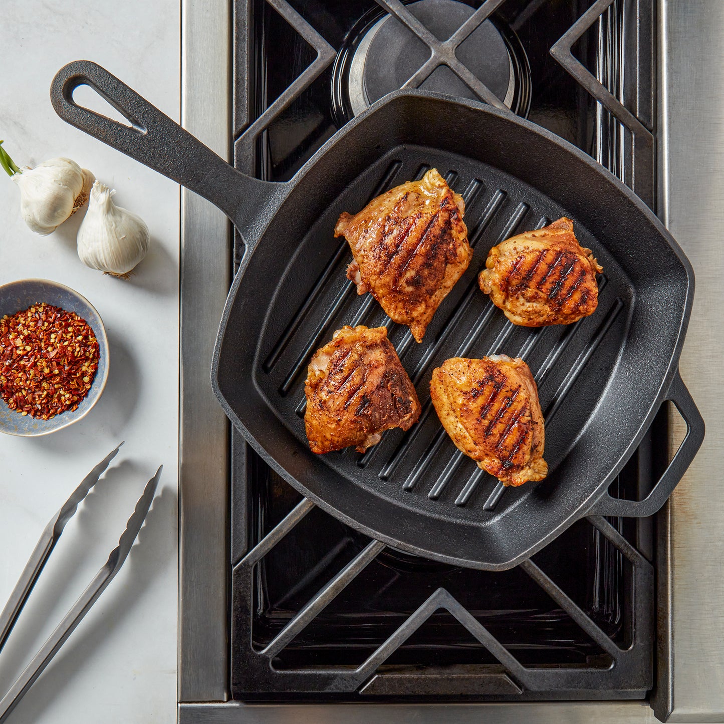 10.25" Square Pre-Seasoned Cast Iron Skillet Grill Pan