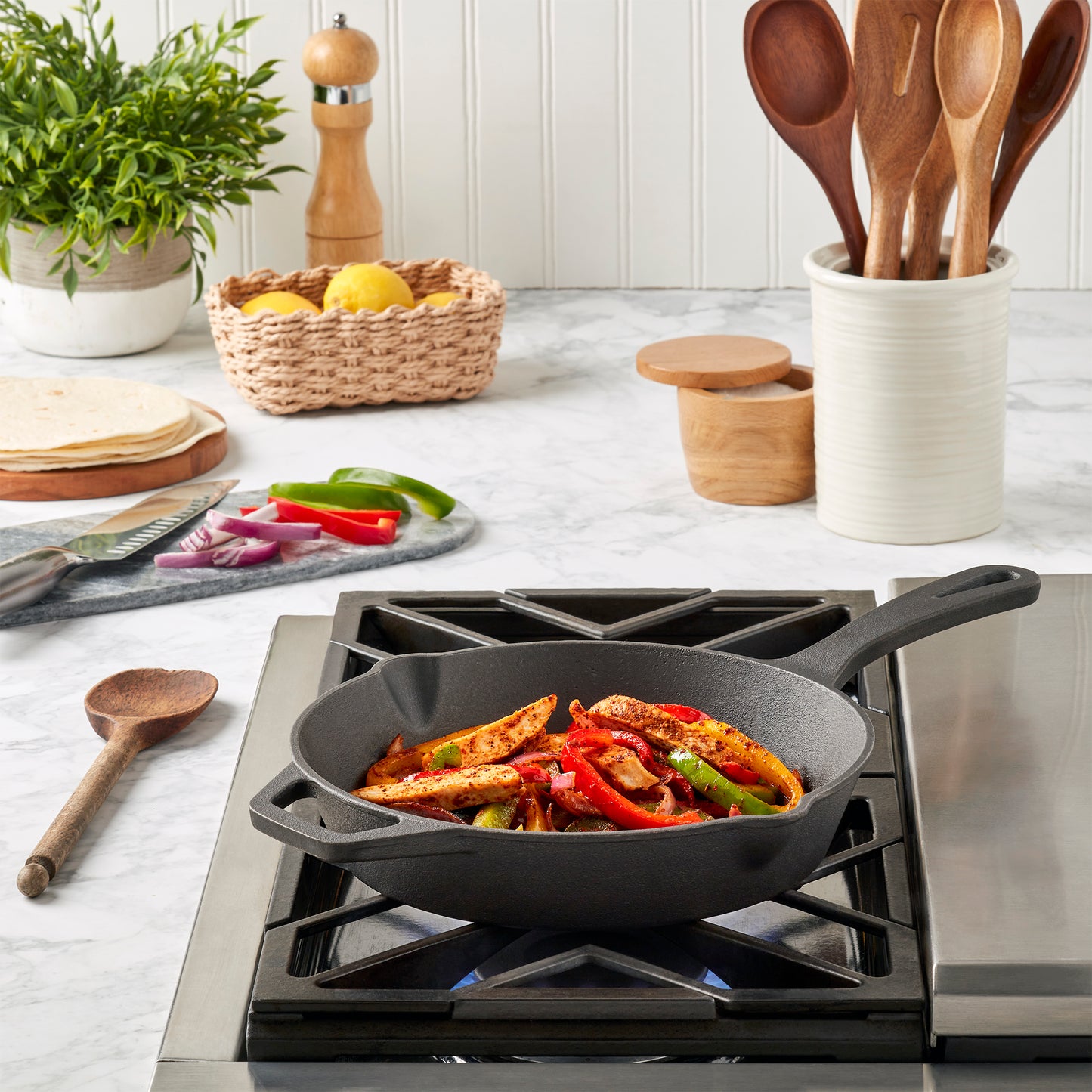 10" Round Pre-Seasoned Cast Iron Skillet Frying Pan