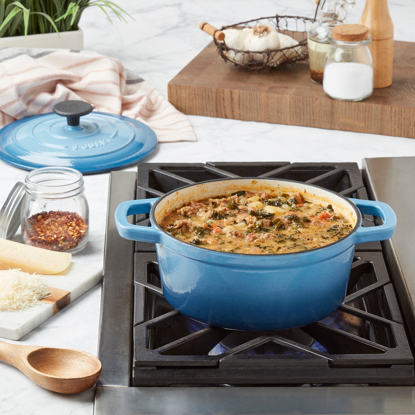 Enameled Cast Iron Dutch Oven, Blue