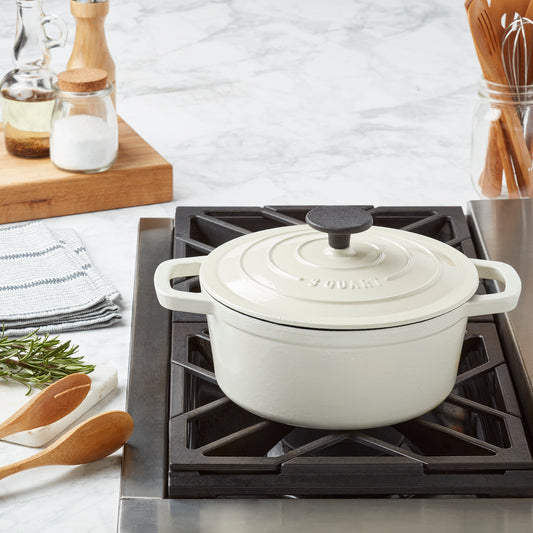 Enameled Cast Iron Dutch Oven, White