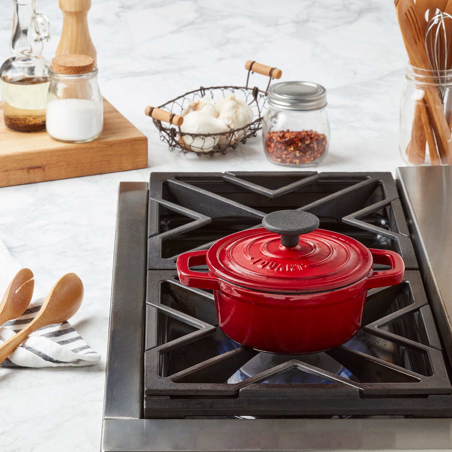 Enameled Cast Iron Dutch Oven, Red