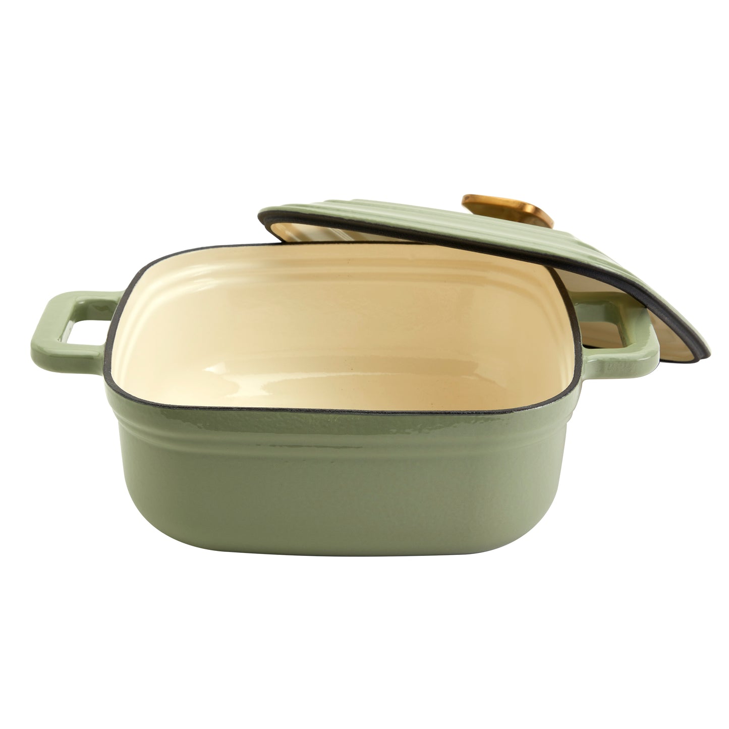 4-Quart Enameled Cast Iron Square Dutch Ovens (Matcha Green, Gray, White)