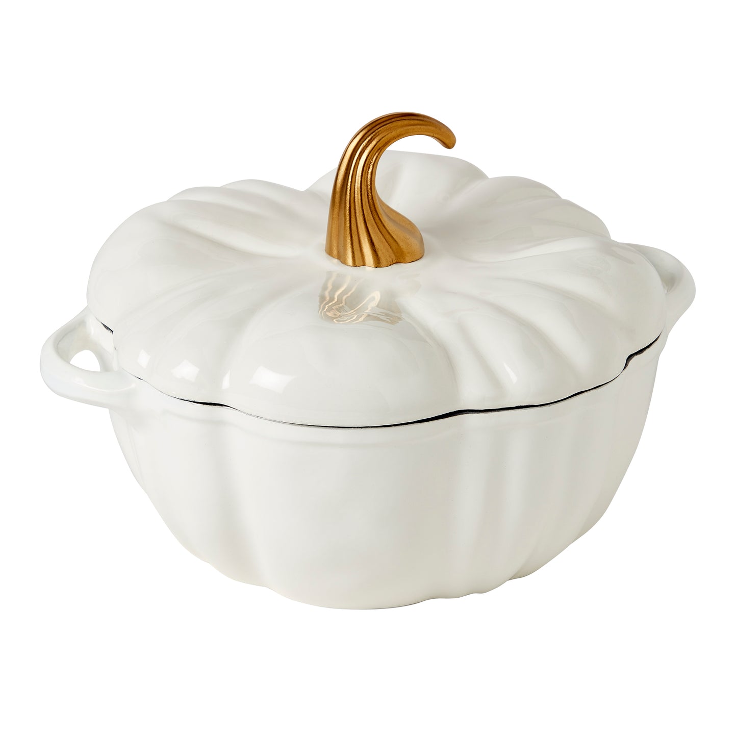 2-Quart / 4-Quart Enameled Cast Iron Pumpkin Dutch Ovens, White