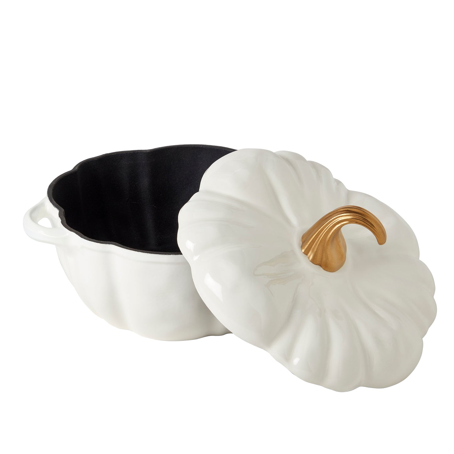 2-Quart / 4-Quart Enameled Cast Iron Pumpkin Dutch Ovens, White