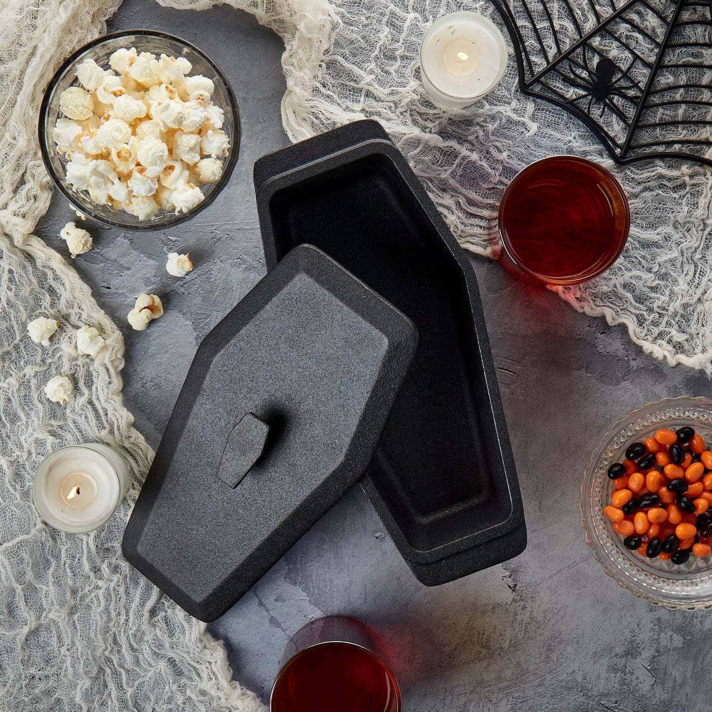*PREORDER* 1.5-Quart / 2.5-Quart Cast Iron Skeleton Coffin Casket Loaf Pan, Black