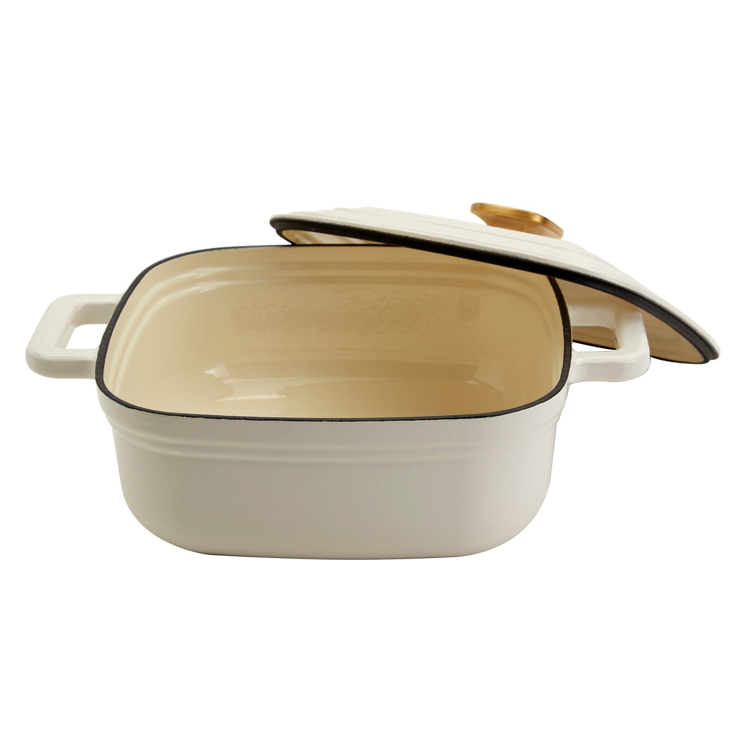 4-Quart Enameled Cast Iron Square Dutch Ovens, White