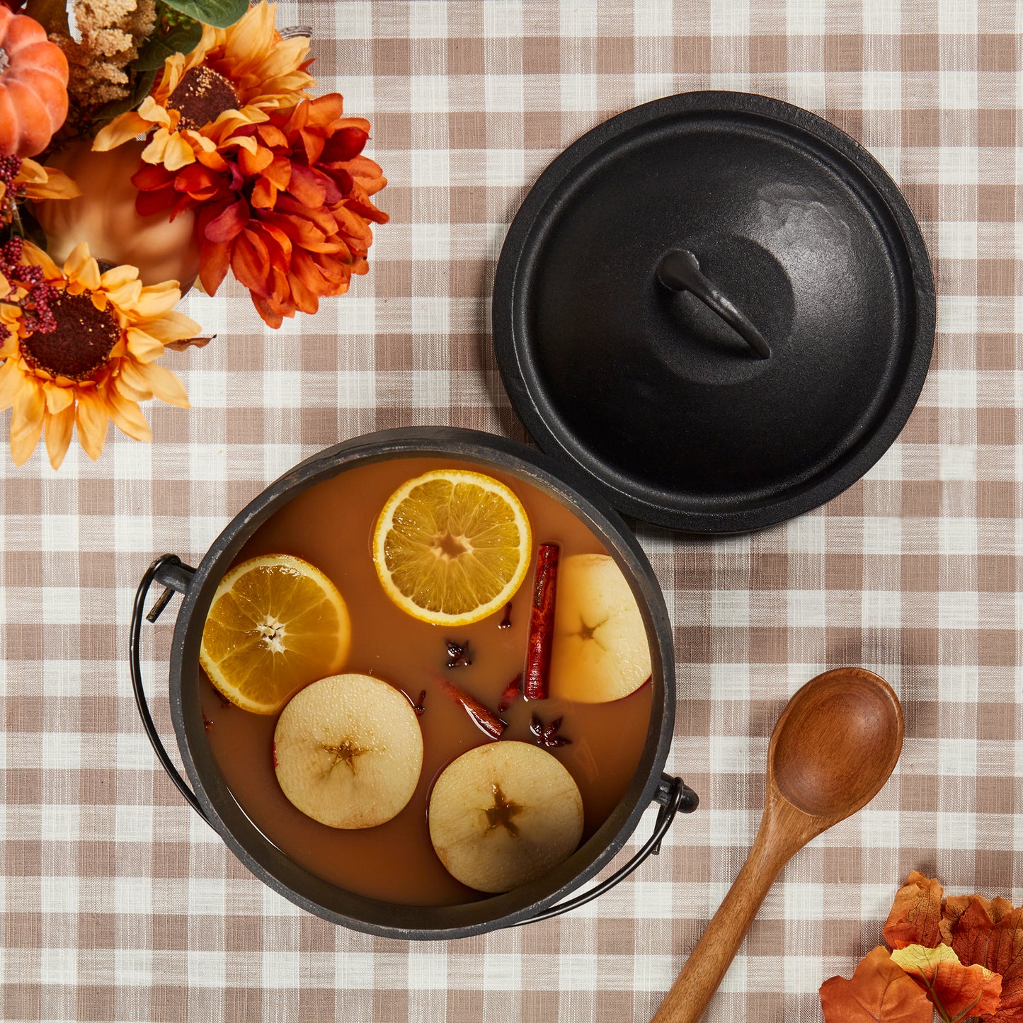 6-Quart Cast Iron Cauldron Pot with Handle