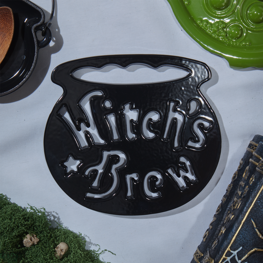 8" Enameled Cast Iron Cauldron Trivet, Black