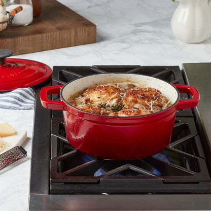 5-Quart Enameled Cast Iron Dutch Oven (Red, White, Blue, Gray)