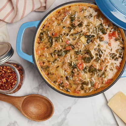 5-Quart Enameled Cast Iron Dutch Oven (Red, White, Blue, Gray)