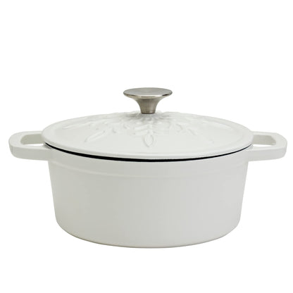 3-Quart Cast Iron Snowflake Dutch Oven, White