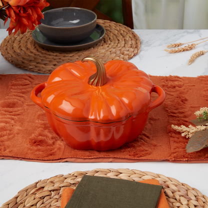 2-Quart / 4-Quart Enameled Cast Iron Pumpkin Dutch Ovens, Orange