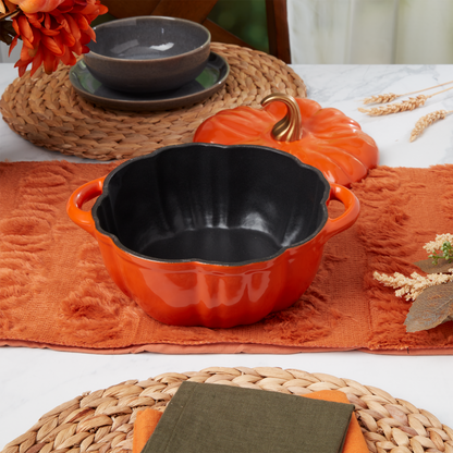 2-Quart / 4-Quart Enameled Cast Iron Pumpkin Dutch Ovens, Orange