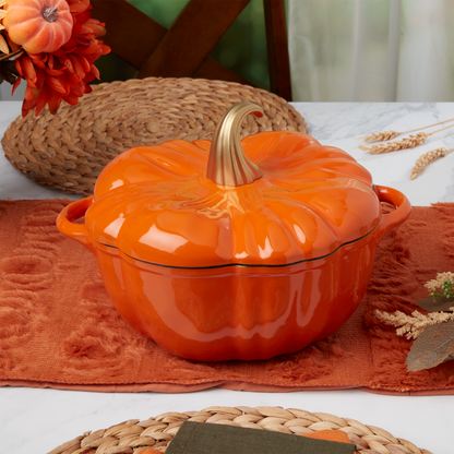 2-Quart / 4-Quart Enameled Cast Iron Pumpkin Dutch Ovens, Orange