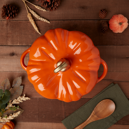 2-Quart / 4-Quart Enameled Cast Iron Pumpkin Dutch Ovens, Orange