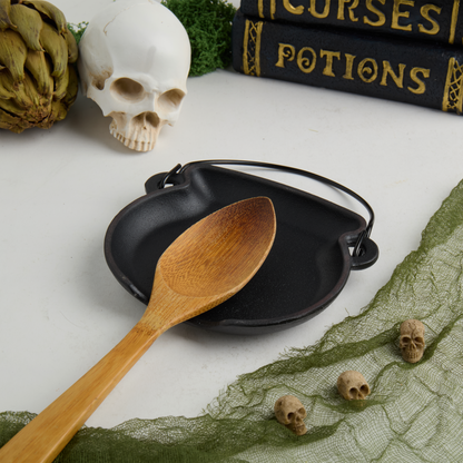 5.5" Enameled Cast Iron Cauldron Spoon Rest, Matte Black