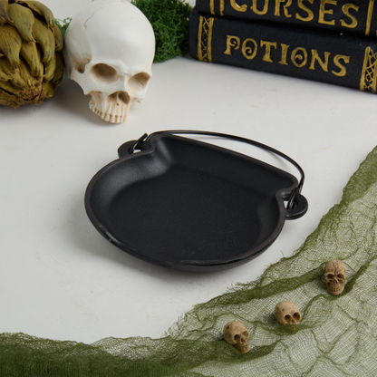 5.5" Enameled Cast Iron Cauldron Spoon Rest, Matte Black
