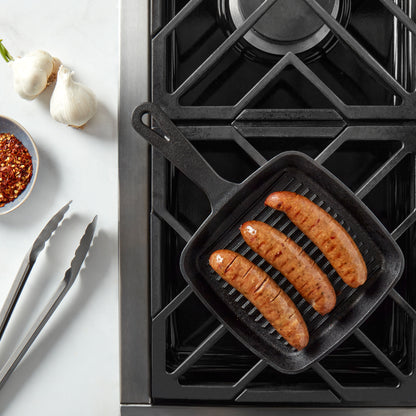 6.75" Square Pre-Seasoned Cast Iron Skillet Grill Pan