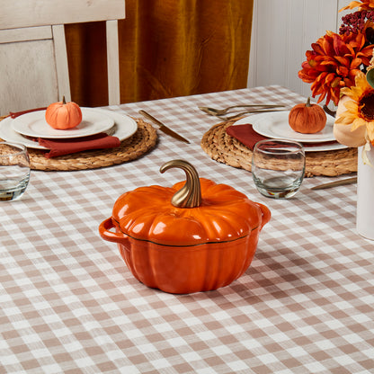 2-Quart / 4-Quart Enameled Cast Iron Pumpkin Dutch Ovens, Orange