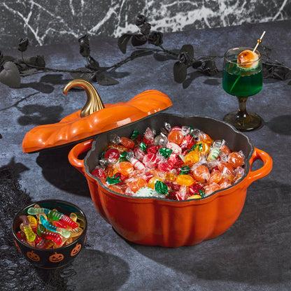 2-Quart / 4-Quart Enameled Cast Iron Pumpkin Dutch Ovens, Orange