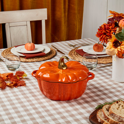 2-Quart / 4-Quart Enameled Cast Iron Pumpkin Dutch Ovens, Orange