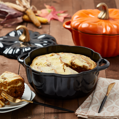 2-Quart / 4-Quart Enameled Cast Iron Pumpkin Dutch Ovens, Black