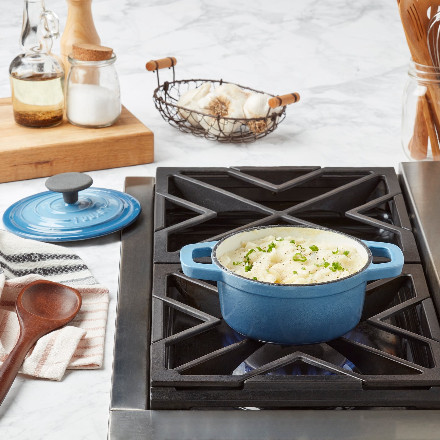 Enameled Cast Iron Dutch Oven, Blue