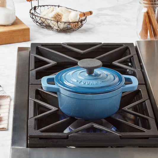 1-Quart Enameled Cast Iron Dutch Oven (Red, White, Blue, Gray)