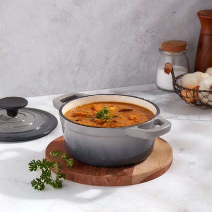 1-Quart Enameled Cast Iron Dutch Oven (Red, White, Blue, Gray)