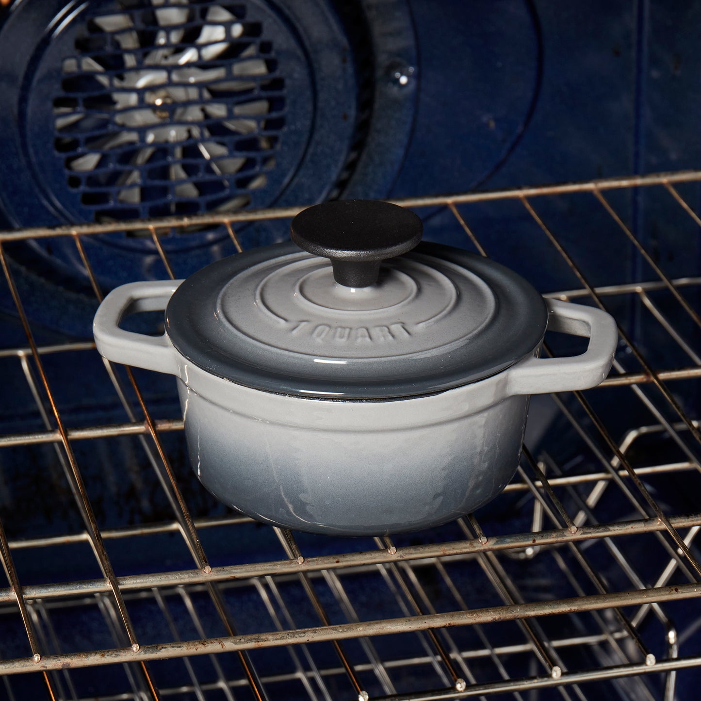 1-Quart Enameled Cast Iron Dutch Oven (Red, White, Blue, Gray)