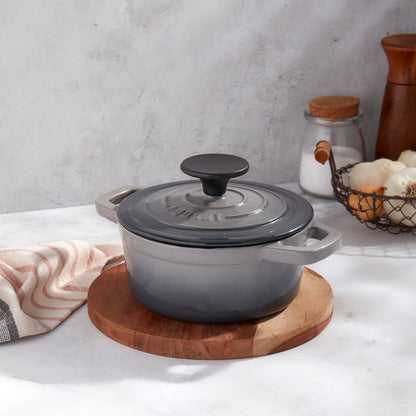 1-Quart Enameled Cast Iron Dutch Oven (Red, White, Blue, Gray)