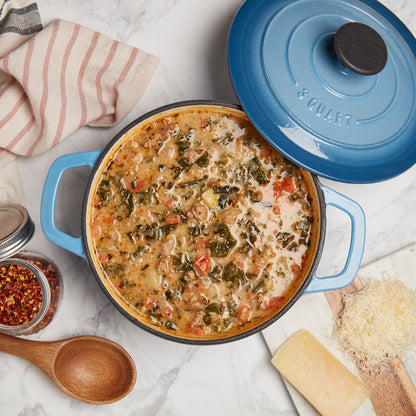 3-Quart Enameled Cast Iron Dutch Oven (Red, White, Blue, Green, Gray)