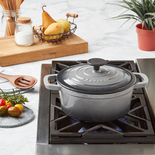 Enameled Cast Iron Dutch Oven, Gray