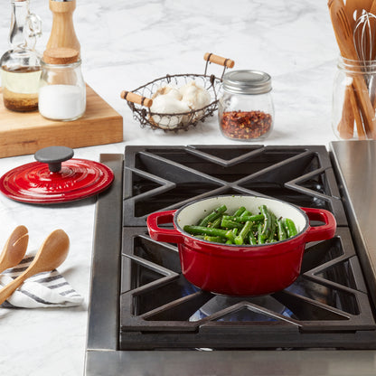 1-Quart Enameled Cast Iron Dutch Oven (Red, White, Blue, Gray)