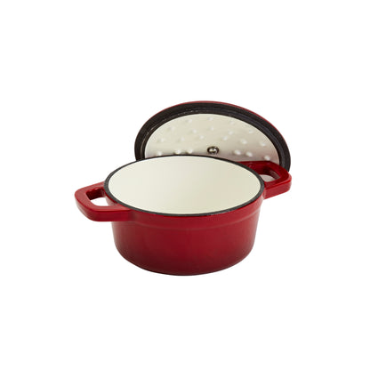 1-Quart Enameled Cast Iron Dutch Oven (Red, White, Blue, Gray)