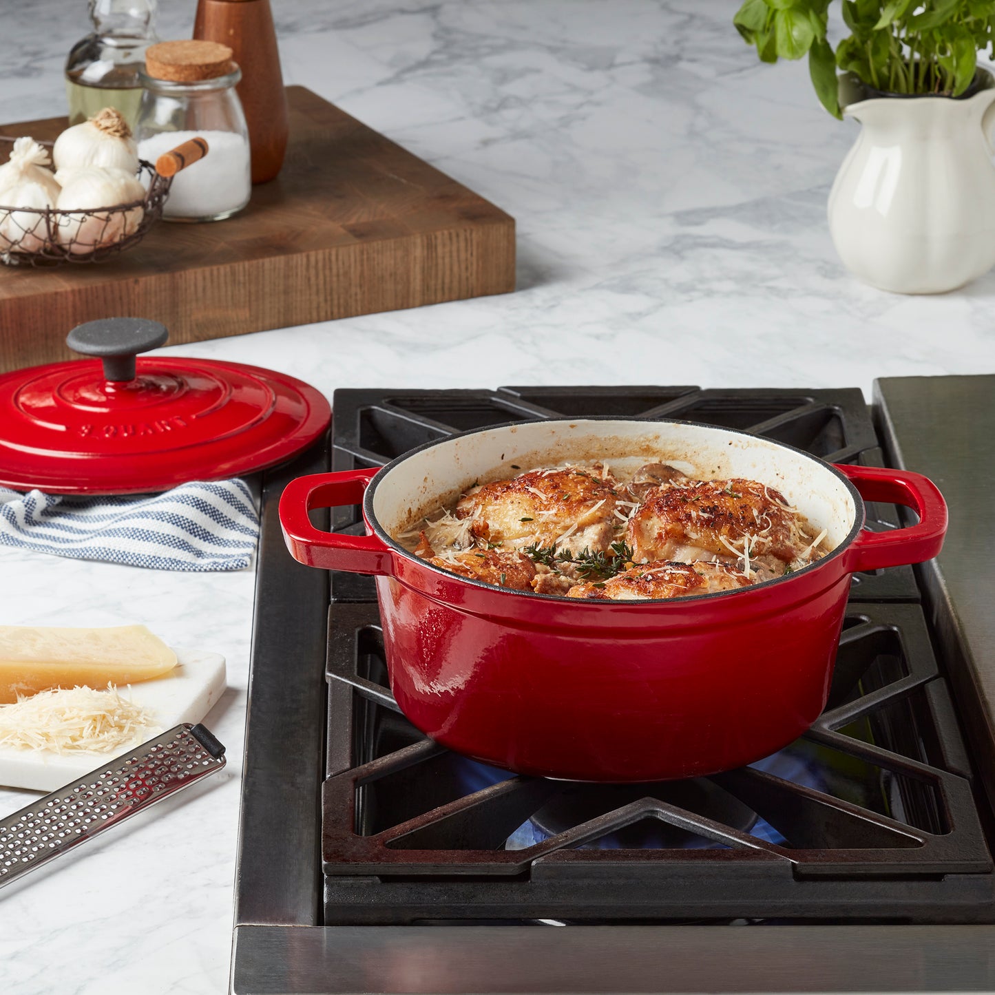 Enameled Cast Iron Dutch Oven, Red