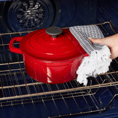 3-Quart Enameled Cast Iron Dutch Oven (Red, White, Blue, Green, Gray)