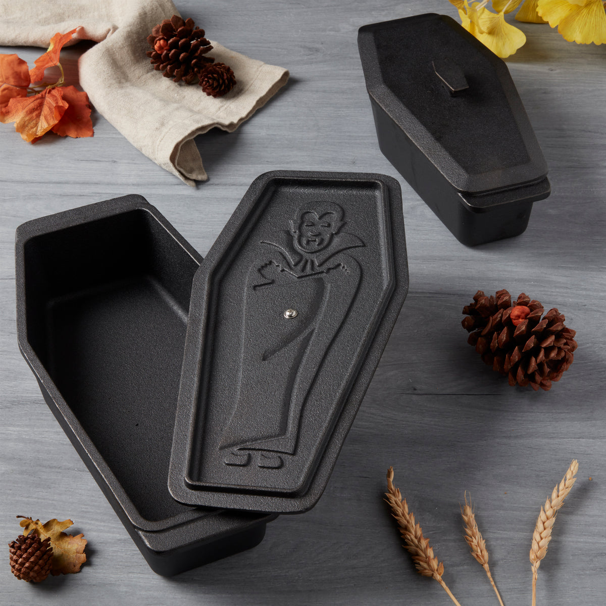 Cast Iron Dracula Coffin Loaf Pan, Black