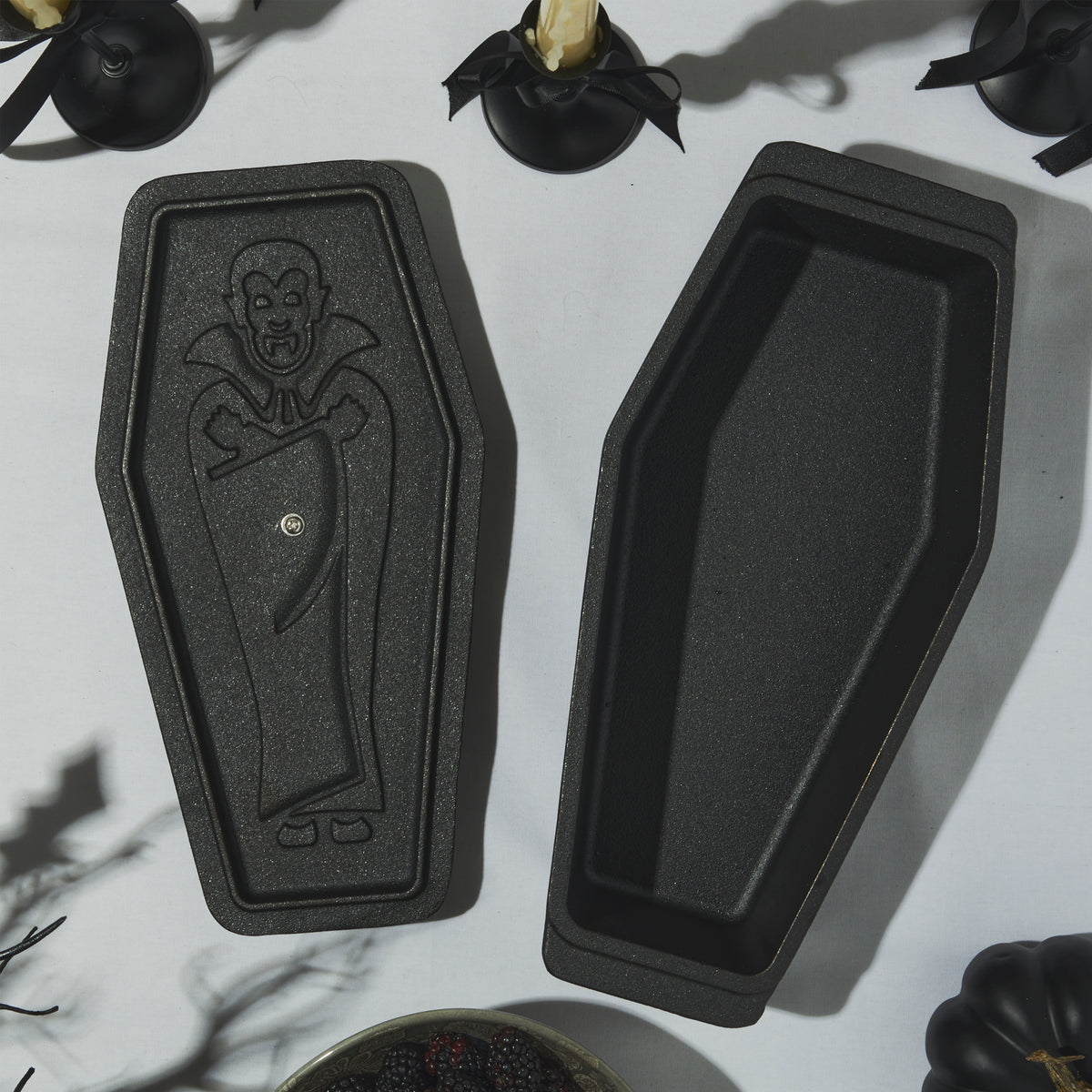Cast Iron Dracula Coffin Loaf Pan, Black