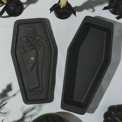 Cast Iron Dracula Coffin Loaf Pan, Black