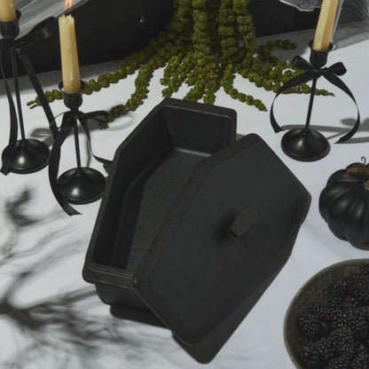 Cast Iron Dracula Coffin Loaf Pan, Black