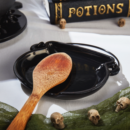 5.5" Enameled Cast Iron Cauldron Spoon Rest, Black