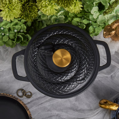 Enameled Cast Iron Snake Dutch Oven, Matte Black