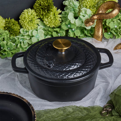 Enameled Cast Iron Snake Dutch Oven, Matte Black