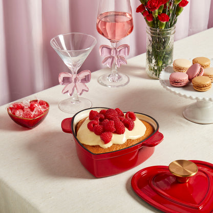 1-Quart Enameled Cast Iron Heart-Shaped Dutch Oven, Red