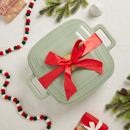 4-Quart Enameled Cast Iron Square Dutch Ovens, Matcha Green