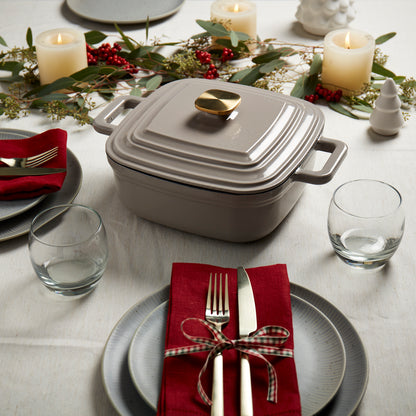 4-Quart Enameled Cast Iron Square Dutch Ovens, Gray