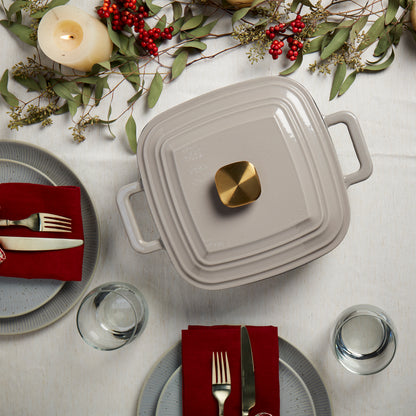 4-Quart Enameled Cast Iron Square Dutch Ovens, Gray