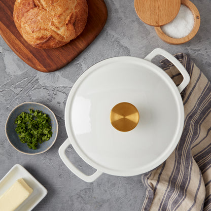 3-Quart Fluted Enameled Cast Iron Dutch Oven (White, Sage)