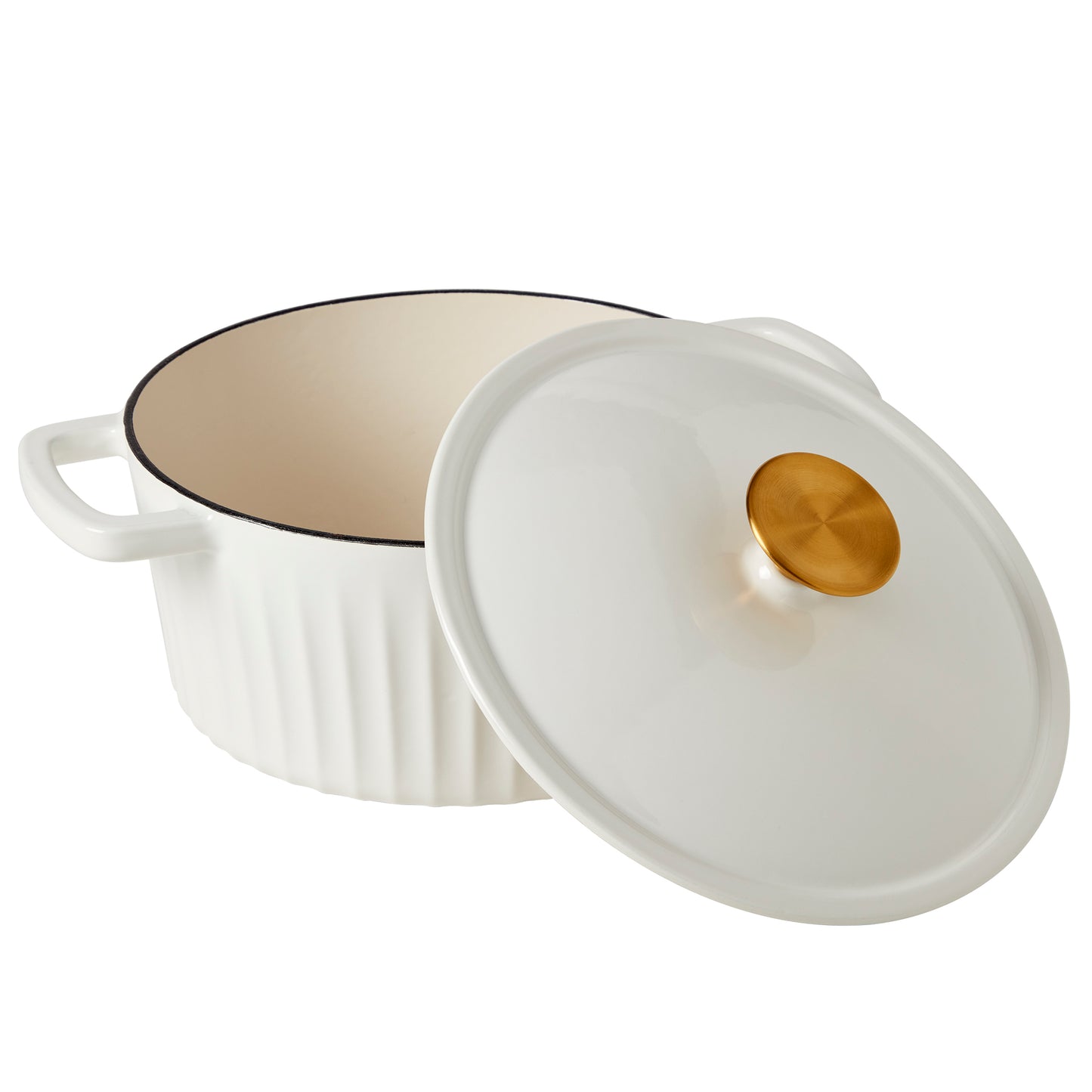 3-Quart Fluted Enameled Cast Iron Dutch Oven (White, Sage)